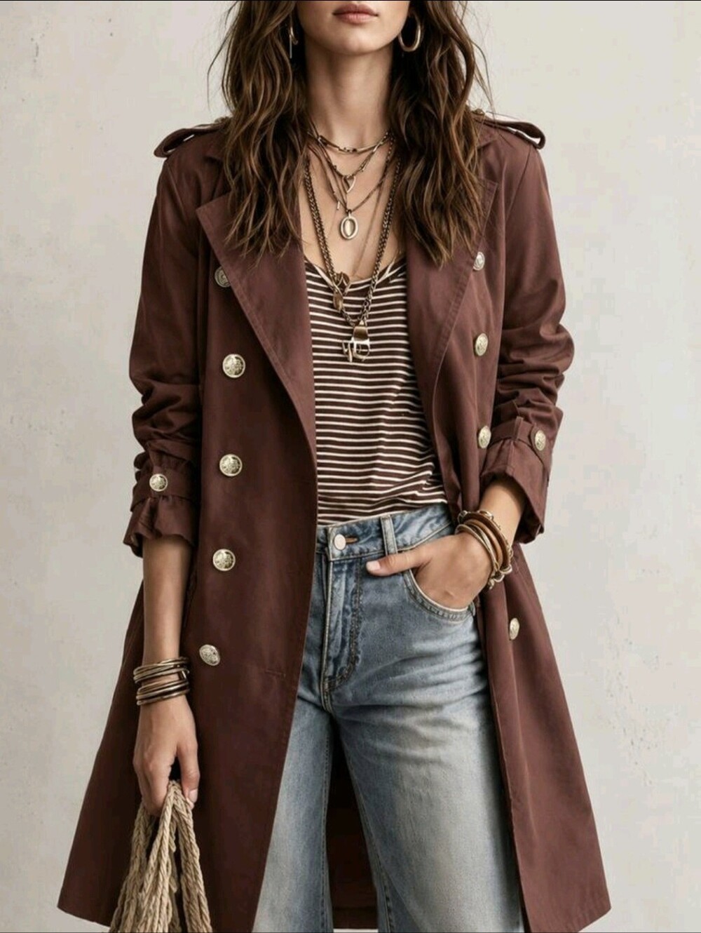 Women's Vintage Versatile Fashion Trench Coat, Suitable For Daily Wear, Commutin